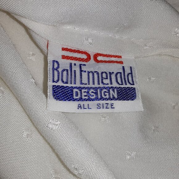 VINTAGE 1970'S BALI EMERALD 100% RAYON SKIRT & BLOUSE BOHO CREAM OPEN CUT WORK - Picture 8 of 9